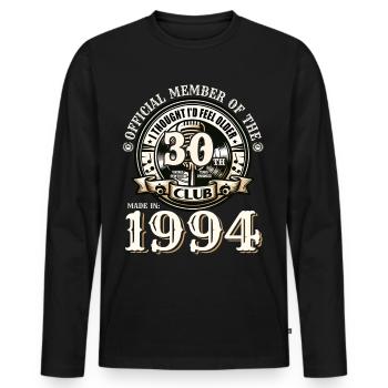 30. Geburtstag geboren 1994 Jahrgang 1994 - Männer Premium Bio Langarmshirt - Schwarz - Vorne - Nico (187cm)