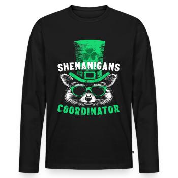 Shenanigans Coordinator Cute Raccoon Funny - Men's Premium Organic Long Sleeve Shirt - black - Front - Nico (187cm)