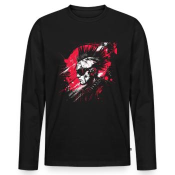 Punk Profil mit Sonnenbrille Kunst Irokesen - Männer Premium Bio Langarmshirt - Schwarz - Vorne - Nico (187cm)