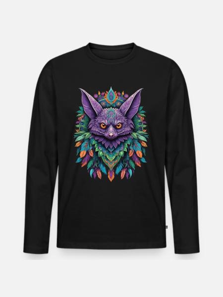 Bat Dream Catcher Mandala Design - Men's Premium Organic Long Sleeve Shirt - black