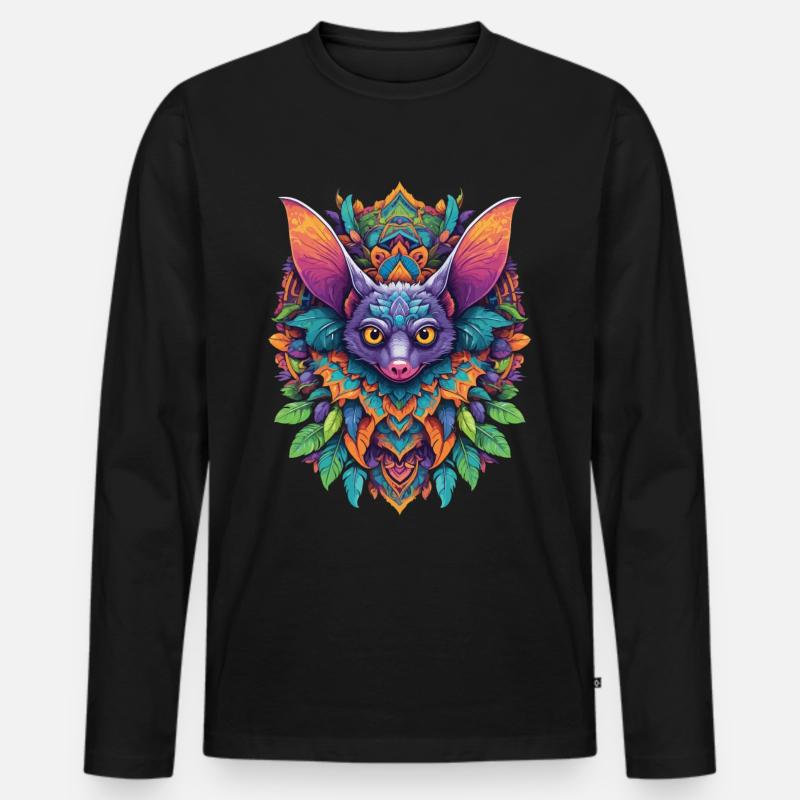 Fledermaus Mandala Traumfänger Design - Männer Premium Bio Langarmshirt - Schwarz