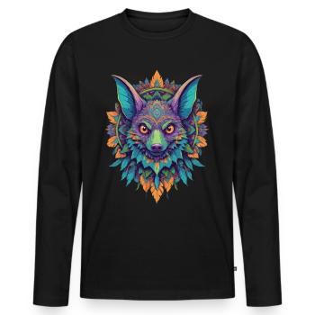 Flying Fox Mandala Design In Unique Style - Men's Premium Organic Long Sleeve Shirt - black - Front - Nico (187cm)