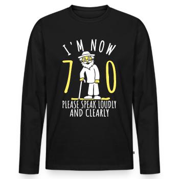 70th Birthday 70th 70th I'm 70th Now I'm 70 Years Old - Men's Premium Organic Long Sleeve Shirt - black - Front - Nico (187cm)