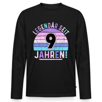 9 Years Gift 9th Birthday Boy Girl - Men's Premium Organic Long Sleeve Shirt - black - Front - Nico (187cm)