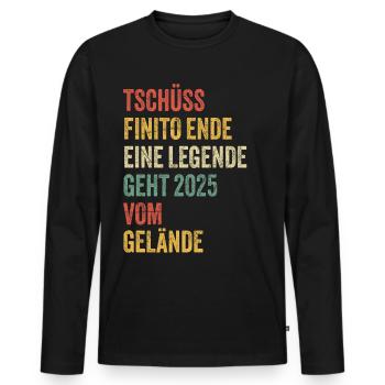 Pension de retraité 2025 Dictons Cadeau de retraite - T-shirt manches longues Premium bio Homme - noir - Devant - Nico (187cm)