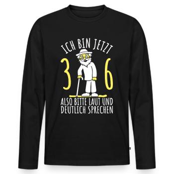 36. Geburtstag 36er 36ter Ich bin jetzt 36 Jahre - Männer Premium Bio Langarmshirt - Schwarz - Vorne - Nico (187cm)
