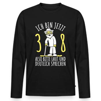 38. Geburtstag 38er 38ter Ich bin jetzt 38 Jahre - Männer Premium Bio Langarmshirt - Schwarz - Vorne - Nico (187cm)