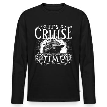 C’est l’heure de la croisière - T-shirt manches longues Premium bio Homme - noir - Devant - Nico (187cm)