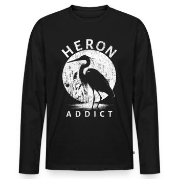 Heron Addict - Männer Premium Bio Langarmshirt - Schwarz - Vorne - Nico (187cm)