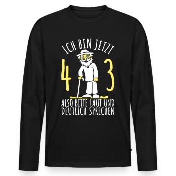43. Geburtstag 43er 43ter Ich bin jetzt 43 Jahre - Männer Premium Bio Langarmshirt - Schwarz - Vorne - Nico (187cm)