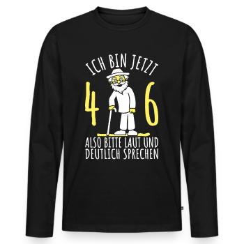 46. Geburtstag 46er 46ter Ich bin jetzt 46 Jahre - Männer Premium Bio Langarmshirt - Schwarz - Vorne - Nico (187cm)