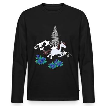 Horse, Nature, Mountains, Wild Horse, Pony - Men's Premium Organic Long Sleeve Shirt - black - Front - Nico (187cm)