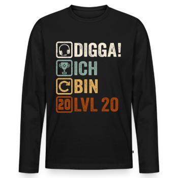20th Birthday Gift 20th Gamer Gamer Saying - Men's Premium Organic Long Sleeve Shirt - black - Front - Nico (187cm)