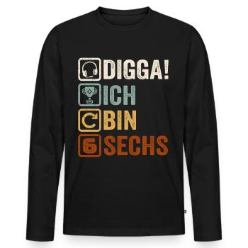 6ème cadeau d’anniversaire 6ème joueur disant - T-shirt manches longues Premium bio Homme - noir - Devant - Nico (187cm)