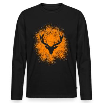 Majestätischer Hirschkopf – Für Jäger Naturfreunde - Männer Premium Bio Langarmshirt - Schwarz - Vorne - Nico (187cm)