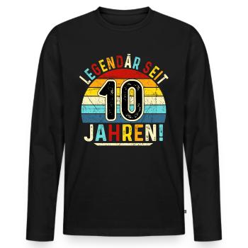 10 Jahre Geschenk 10. Geburtstag Junge Mädchen - Männer Premium Bio Langarmshirt - Schwarz - Vorne - Nico (187cm)