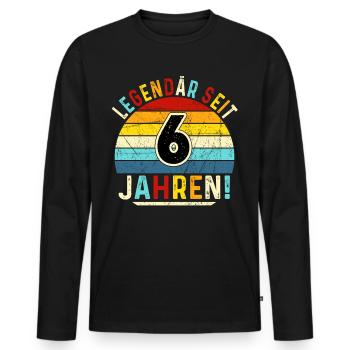 6 Years Gift 6th Birthday Boy Girl - Men's Premium Organic Long Sleeve Shirt - black - Front - Nico (187cm)