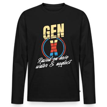Retro Gen X Raised on Hose Water and Neglect men - Men's Premium Organic Long Sleeve Shirt - black - Front - Nico (187cm)