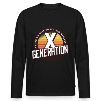 Retro Gen X Raised on Hose Water and Neglect men - Men's Premium Organic Long Sleeve Shirt - black - Front - Nico (187cm)