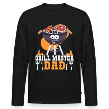 Grillmaster Papa BBQ Grill Griller Barbecue Fumoir - T-shirt manches longues Premium bio Homme - noir - Devant - Nico (187cm)