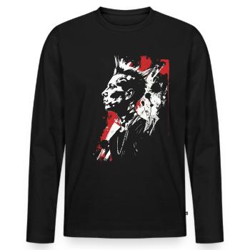 Punk Girl Design für Punkrock Festival - Männer Premium Bio Langarmshirt - Schwarz - Vorne - Nico (187cm)