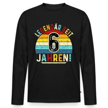 6 Years Gift 6th Birthday Boy Girl - Men's Premium Organic Long Sleeve Shirt - black - Front - Nico (187cm)