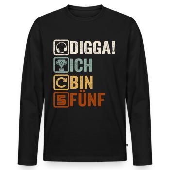 5th Birthday Gift 5th Gamer Gamer Saying - Men's Premium Organic Long Sleeve Shirt - black - Front - Nico (187cm)