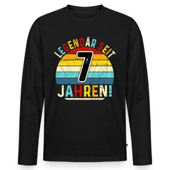 7 Years Gift 7th Birthday Boy Girl - Men's Premium Organic Long Sleeve Shirt - black - Front - Nico (187cm)