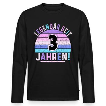 3 Jahre Geschenk 3. Geburtstag Junge Mädchen - Männer Premium Bio Langarmshirt - Schwarz - Vorne - Nico (187cm)