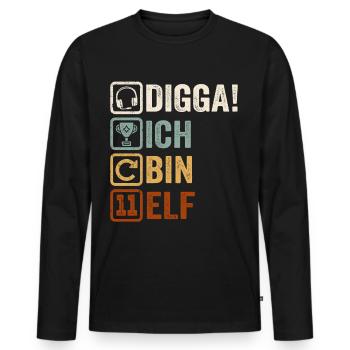 11th Birthday Gift 11th Gamer Gamer Saying - Men's Premium Organic Long Sleeve Shirt - black - Front - Nico (187cm)