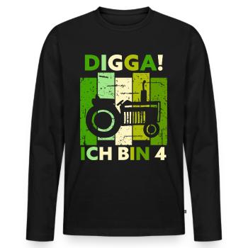4th Birthday Boy Tractor Gift Farmer - Men's Premium Organic Long Sleeve Shirt - black - Front - Nico (187cm)