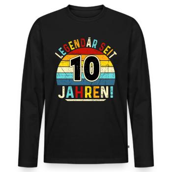 10 Jahre Geschenk 10. Geburtstag Junge Mädchen - Männer Premium Bio Langarmshirt - Schwarz - Vorne - Nico (187cm)