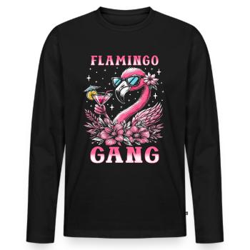 Flamingo Gang - Men's Premium Organic Long Sleeve Shirt - black - Front - Nico (187cm)