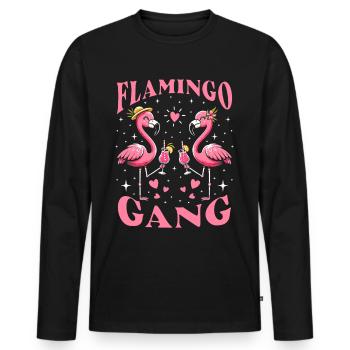 Flamingo Gang - Men's Premium Organic Long Sleeve Shirt - black - Front - Nico (187cm)