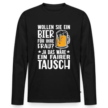 Lustige Bier Sprüche Für Männer Biertrinker - Männer Premium Bio Langarmshirt - Schwarz - Vorne - Nico (187cm)