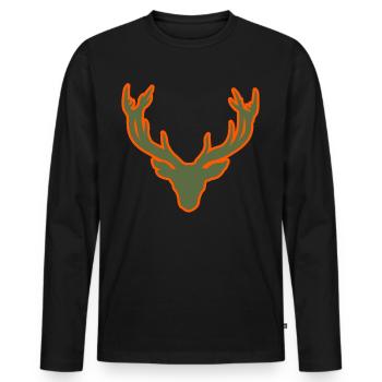 Hirschkopf – Pour les chasseurs et les amoureux de la nature - T-shirt manches longues Premium bio Homme - noir - Devant - Nico (187cm)