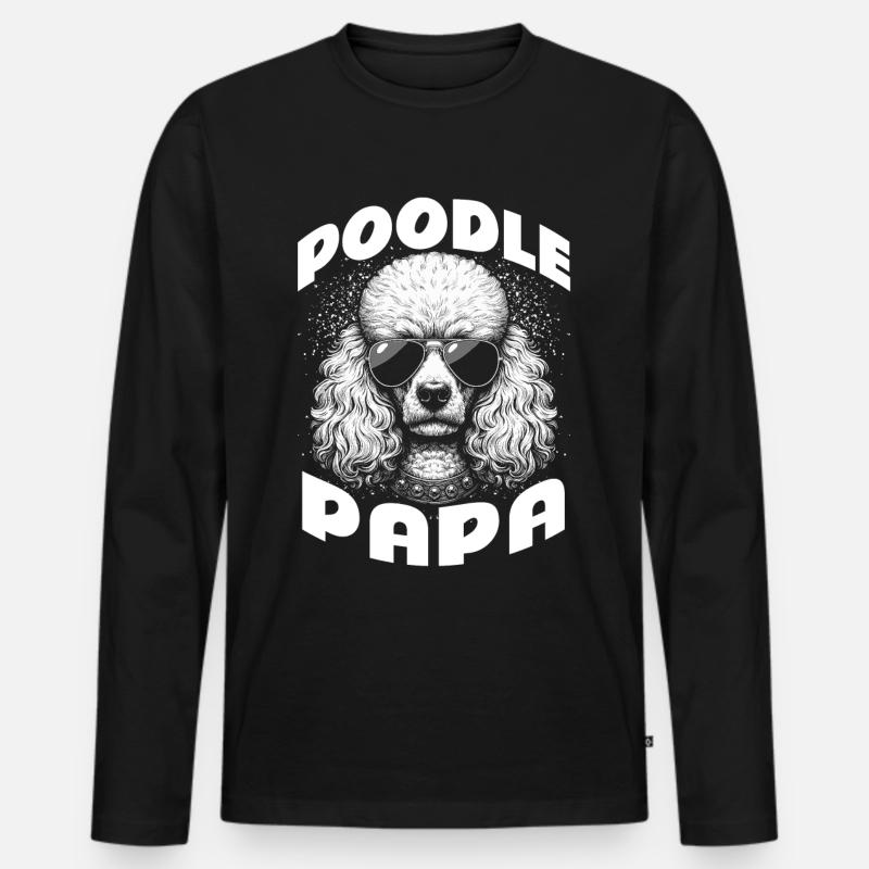 Poodle Papa - Männer Premium Bio Langarmshirt - Schwarz