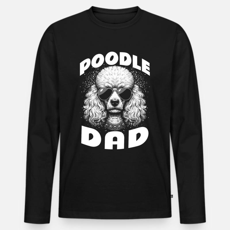 Poodle Dad - Männer Premium Bio Langarmshirt - Schwarz