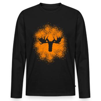 Majestic moose head for nature fans and hunters - Men's Premium Organic Long Sleeve Shirt - black - Front - Nico (187cm)