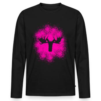 Majestic moose head for outdoor fans and hunters - Men's Premium Organic Long Sleeve Shirt - black - Front - Nico (187cm)