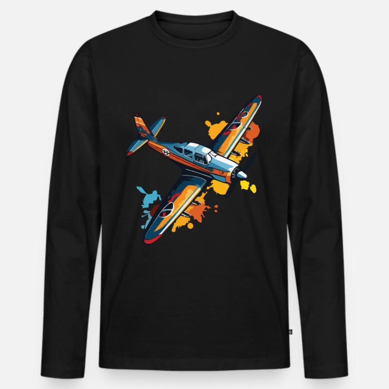 Modellflugzeug Pilot Flugzeug Hobby Design - Männer Premium Bio Langarmshirt - Schwarz