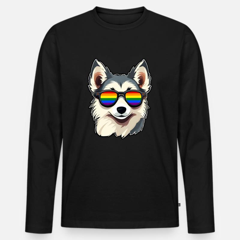 LGBTQ Husky - Männer Premium Bio Langarmshirt - Schwarz