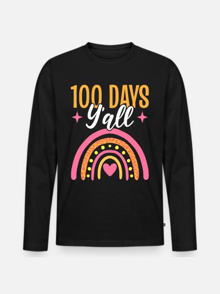 Arcobaleno 100 giorni Yall 100 ° giorno di scuola insegnante - Maglia a manica lunga ecologica premium da uomo - nero
