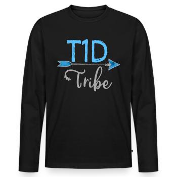 Diabète de type 1 de la tribu du DT1 Sensibilisation Blue Warrior - T-shirt manches longues Premium bio Homme - noir - Devant - Nico (187cm)