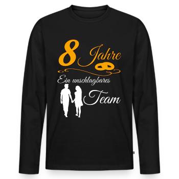 8 Years Rose Wedding 8 Wedding Anniversary Couple Gift - Men's Premium Organic Long Sleeve Shirt - black - Front - Nico (187cm)