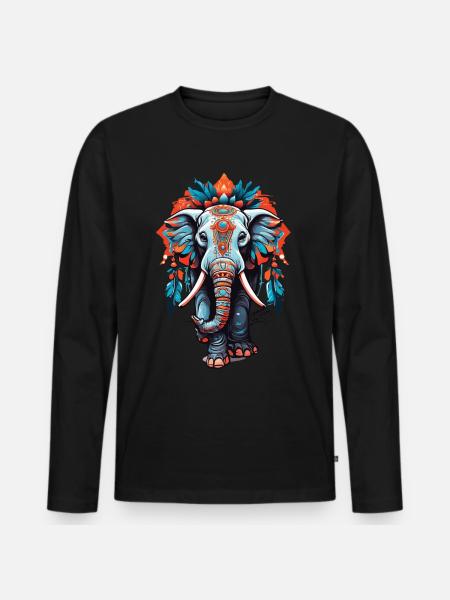 Elephant Spirituel Mandala Dream Catcher Design - Premium økologisk langærmet T-shirt til mænd - sort
