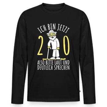 20. Geburtstag 20er 20ter Ich bin jetzt 20 Jahre - Männer Premium Bio Langarmshirt - Schwarz - Vorne - Nico (187cm)