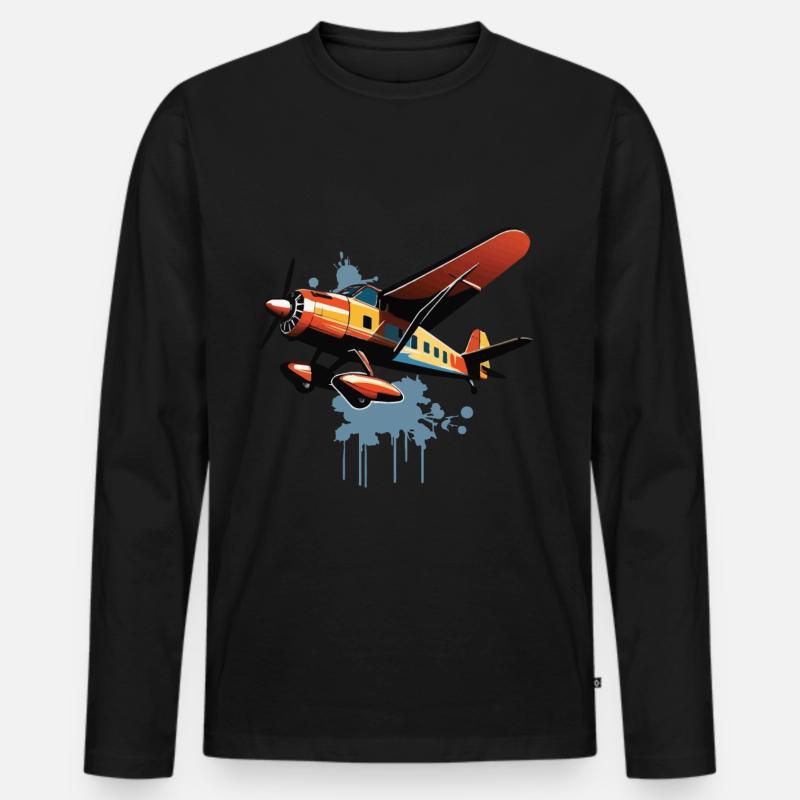 Modellflugzeug Pilot Flugzeug Hobby Design - Männer Premium Bio Langarmshirt - Schwarz