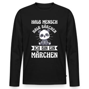 Mi-humain, mi-ours - T-shirt manches longues Premium bio Homme - noir - Devant - Nico (187cm)