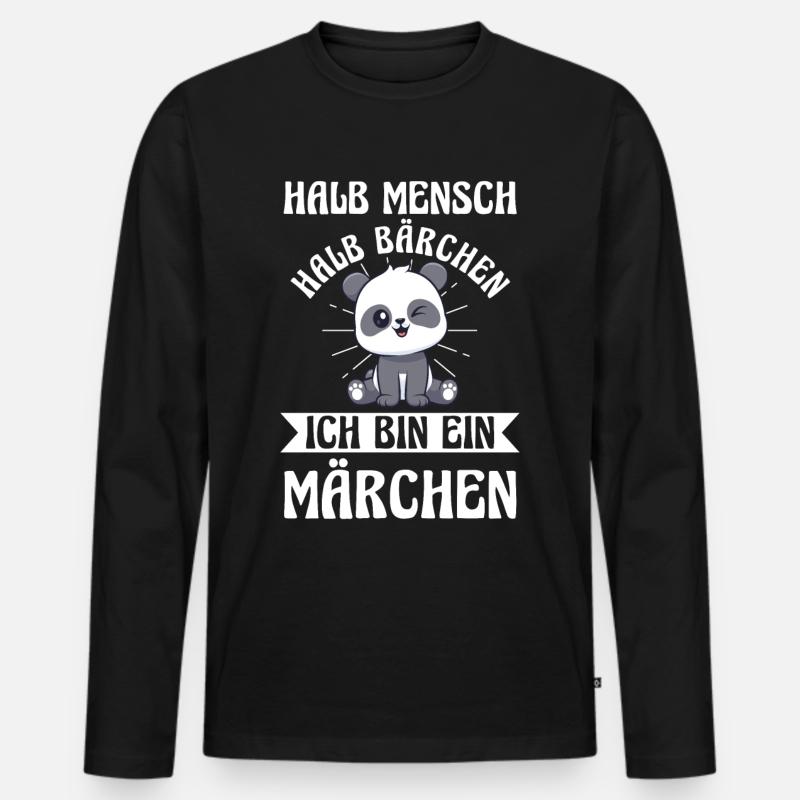 Half Human, Half Bear - Men's Premium Organic Long Sleeve Shirt - black